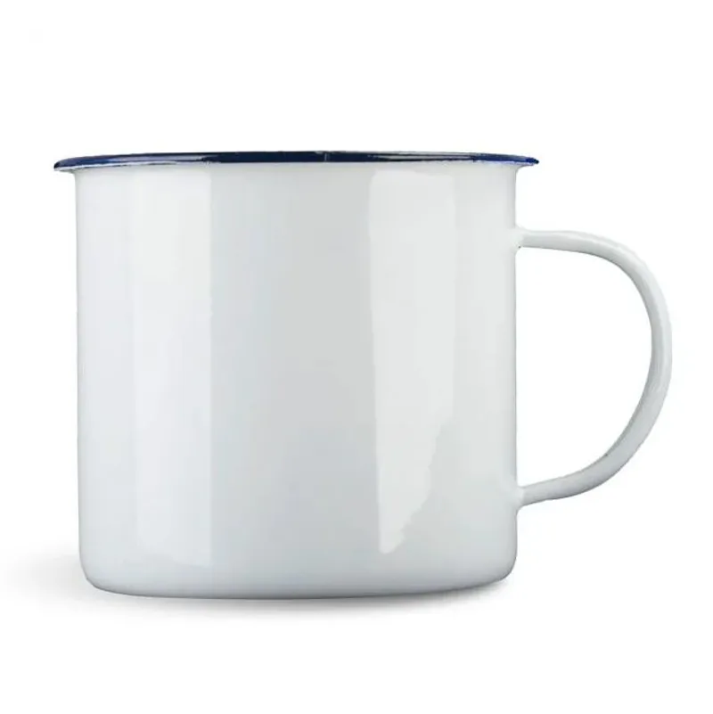 Highlander 560ml Enamel Vintage Camping Mug in White-1
